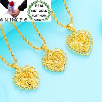 

OMHXFC Wholesale European Fashion Woman Girl Party Birthday Wedding Gift Vintage Hollow Heart 18KT Real Gold Charm Pendant PN52