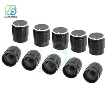 

10Pcs/lot Black 6mm Aluminum Alloy Potentiometer Knob Potentiometer Control Knobs Switch 15x17mm