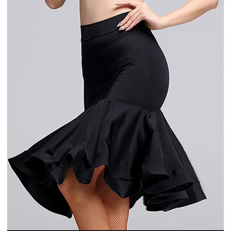 Для женщин латинская юбка для танцев, ботфорты до колен, черные, Латинская юбка для танцев женщина леди танцевальный костюм для бала, практические занятия танцами юбки