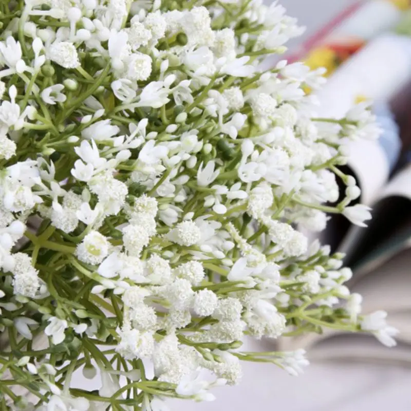 Искусственное детское дыхание Gypsophila свадебное для невесты Подружки невесты букет с атласной лентой для украшения дома Вечерние