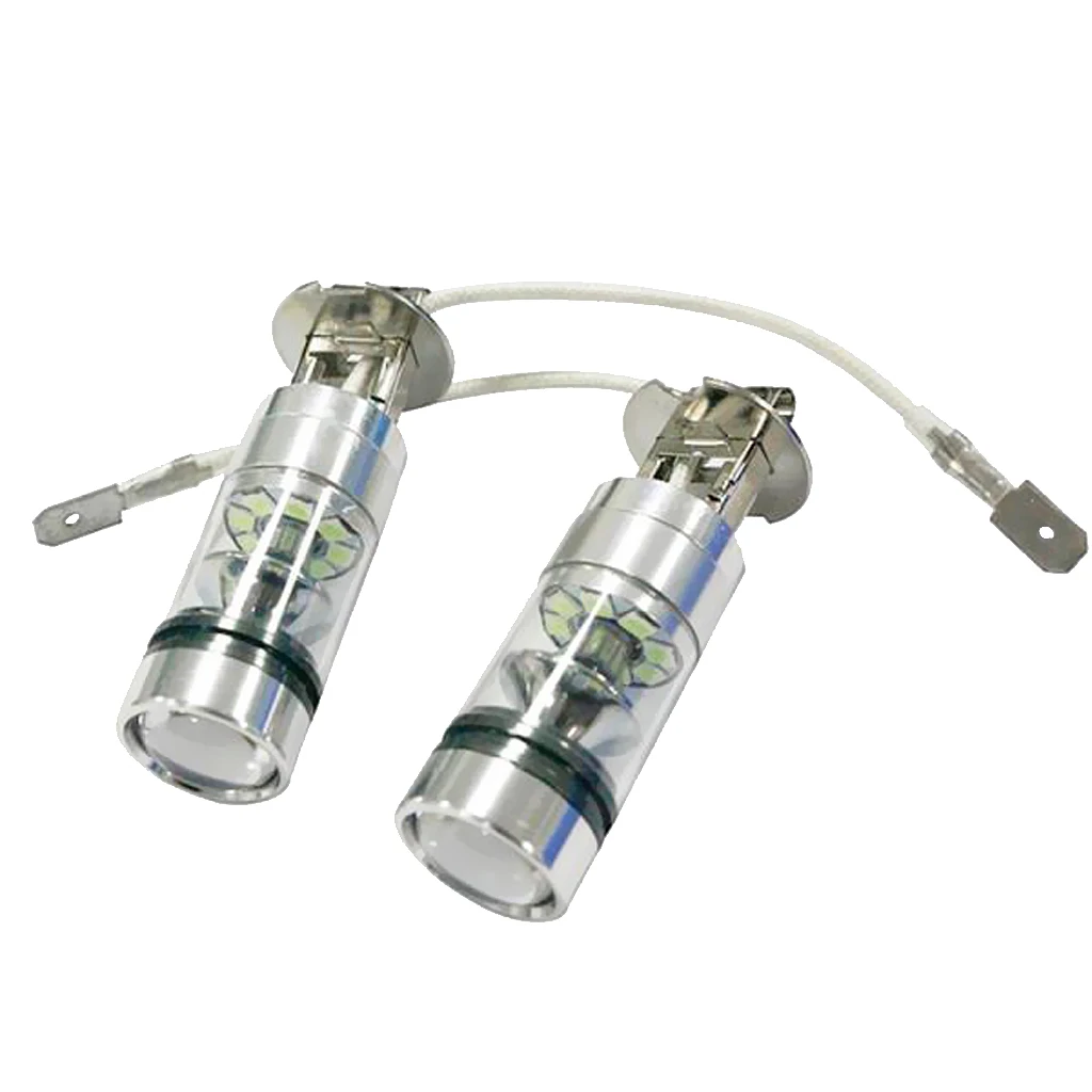 2Piece H3 100W LED 8000K ICE BLUE 2323 Projector Fog Driving Light Bulbs