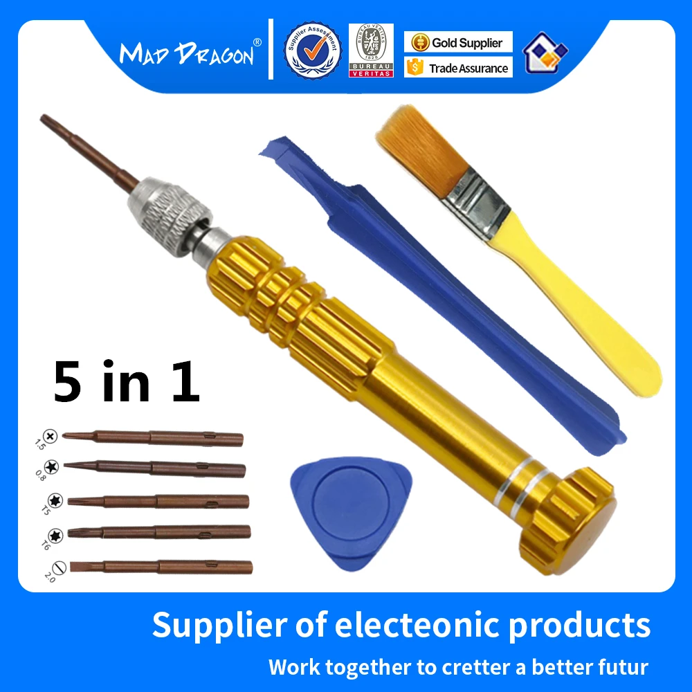 Laptops 5 in 1 Screwdriver Mobile Phone Repair tool T5 T6 Cross plum Screws Driver Set disassembly pry bar Rocker cleaning brush afbeelding