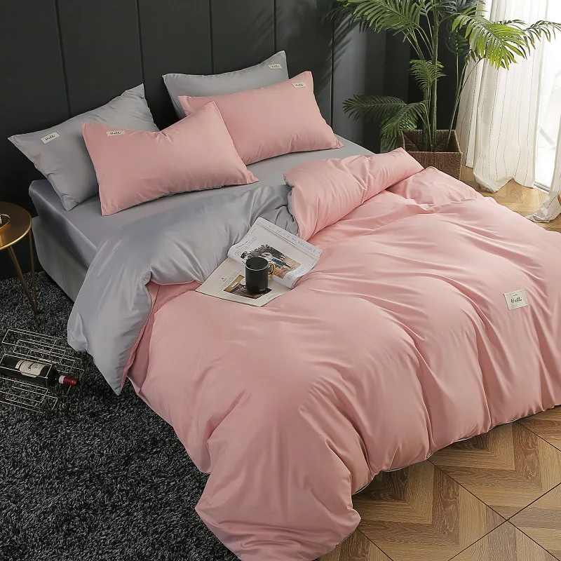 

2020 Luxury Silk Bedding Set Embroidery Double-Sided High-End 60 Tencel Pure Color Sheet Quilt Home Textiles Washed Silk 3/4Pcs