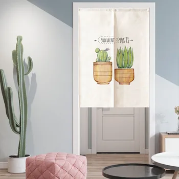 

Nordic Green Vegetation Door Curtain Fresh and Simple Succulent Half Curtain BedRoom Kitchen Bathroom Partition Curtain