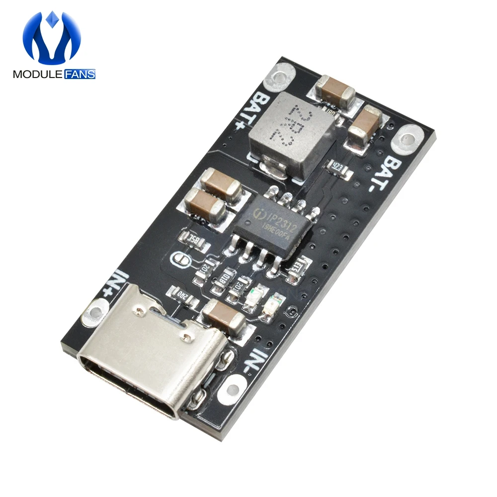 

Type C USB Input High Current 3A Polymer Ternary Lithium Battery Quick Fast Charging Board IP2312 CC/CV Mode 5V To 4.2V 4.35V
