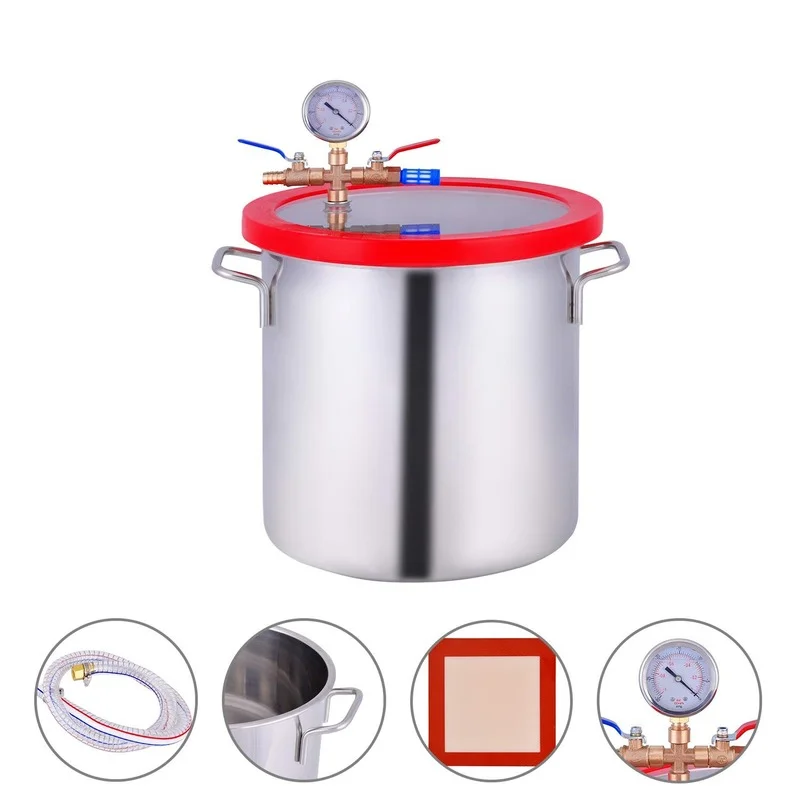 Stainless Steel 2 -6Gallon Silica Gel Defoaming Deaeration Vacuum Barrel Vacuum Chamber Degassing