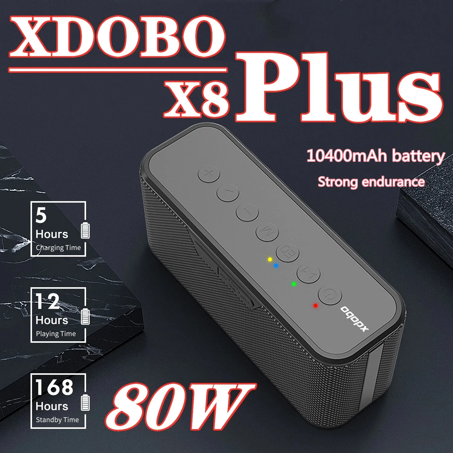 Купить XDOBO X8 Plus 80W Portable Wireless Bluetooth Speaker IPX5 Waterproof Subwoofer 10400mAh Large Capacity Battery Supports TF Card  | Portable Speakers (1005002276996946)