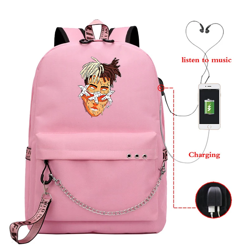 XXXTentacion принт рюкзак Mochilas Harajuku USB школьная сумка для девочек Для женщин Колледж рюкзак для путешествий для ноутбука рюкзак дорожная сумка - Цвет: Girls Backpacks 10