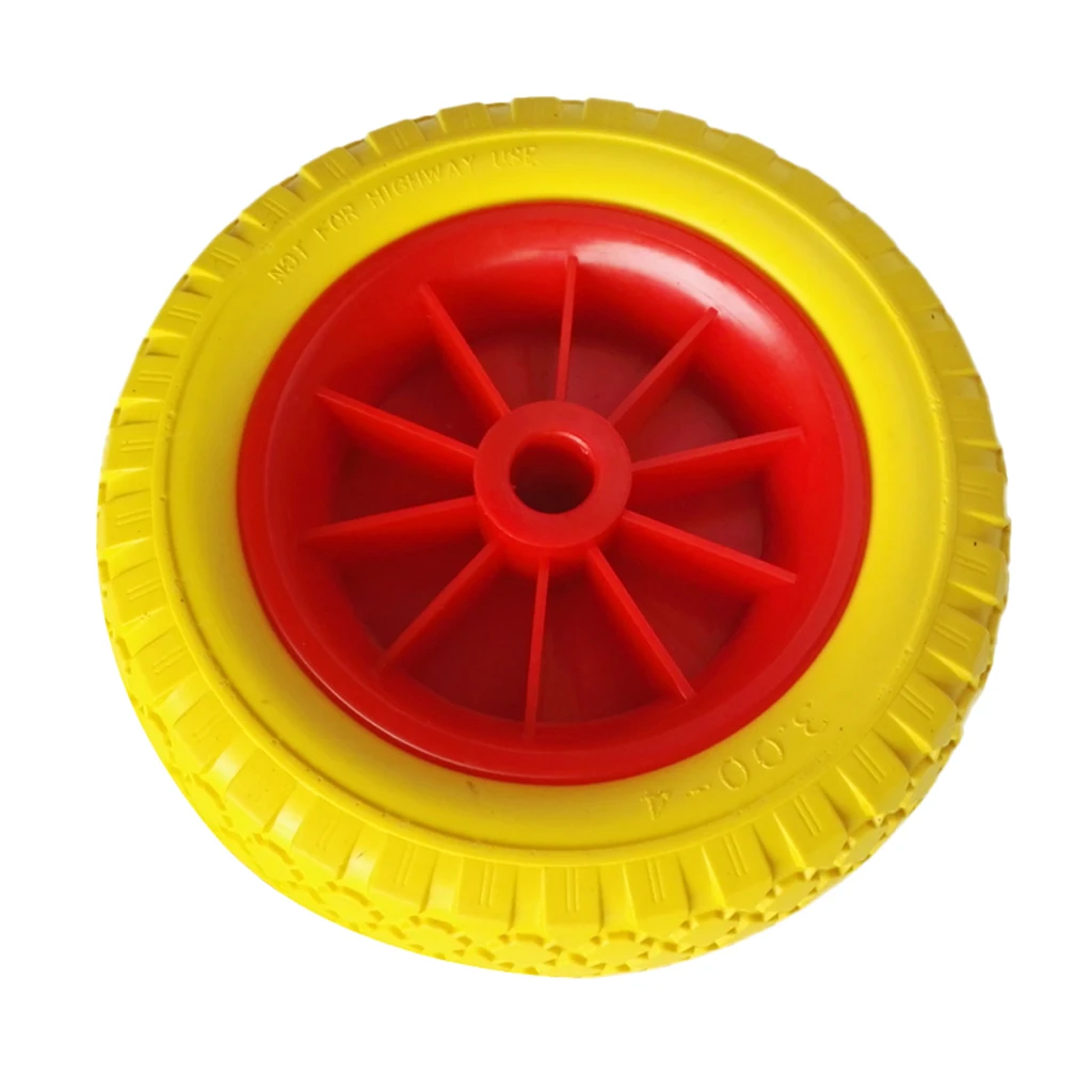 1 Pair 25.4cm 22.35mm 150kg Load Replacement Puncture Proof Yellow Tyre on Red Wheel for Kayak Canoe Cart