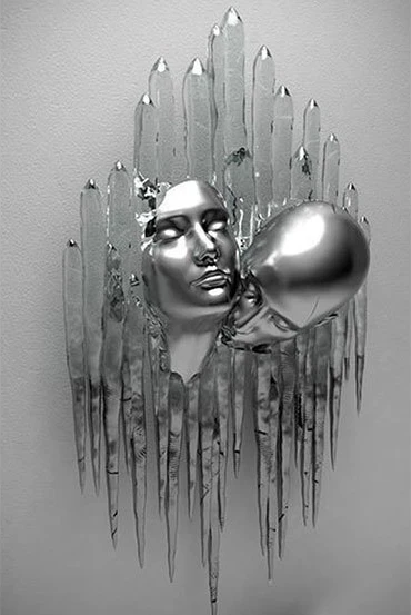 Kissing Metal Figure statue Canvas Painting Pop Abstract Wall Art Modern Posters and Prints For Living room Internal Home Decor PF 7122