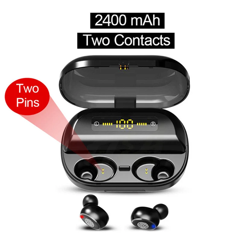 2400mAh Charge Case TWS Bluetooth наушники с 4000 мАч зарядным чехлом с сенсорным управлением беспроводные Bluetooth наушники гарнитуры громкой связи звонки наушники - Цвет: 2400mAh Charge Case