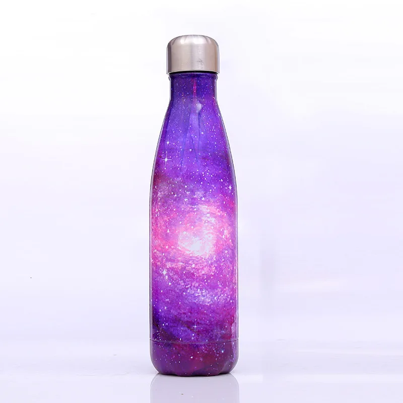 500 мл Изолированная чашка бутылка для воды Фламинго звездное небо нержавеющая сталь Термос Путешествия Спорт Вакуумная чашка термо бутылка подарок - Цвет: W