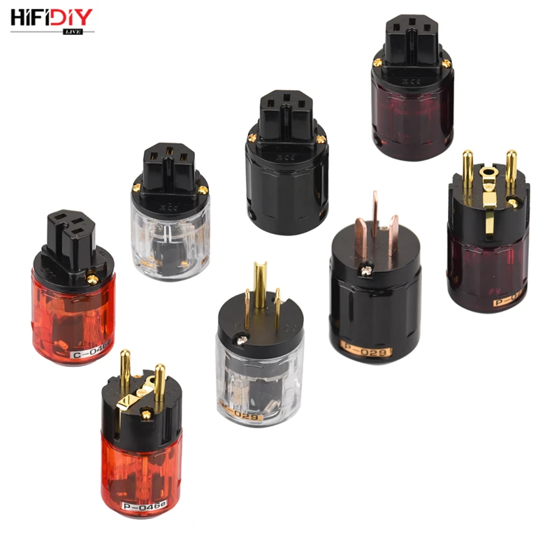HIFIDIY Pure Copper Gold Plated Power Plug Tail Connector HIFI Audio Power supply wire Connectors Red Black029