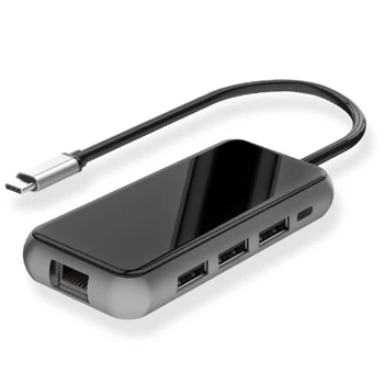 

USB C Laptop Docking Station USB 3.0 HDMI RJ45 PD SD/TF USB Hub for Laptop Pro HP DELL Surface Dock