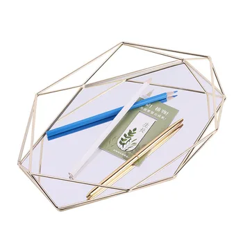 

Organizer Cosmetics Jewelry Hexagon Sundries Kitchen Plate Iron Three-dimensional Storage Tray Holder Dessert Home Decor Desktop