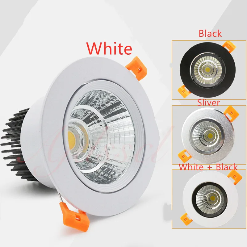 LED 통 조광 램프 3w 5w 7W 12w 15w 20w 30w 40w cob led 스포트라이트 220V/110V, 천장 매립형 다운라이트 라운드 패널 라이트