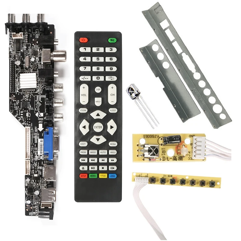 Digital Universal Tv Controller Driver V56 V59 Led Lcd Board Dvb-T2+7 Key Switch+Ir+Lvds Kit 3663 | Электроника