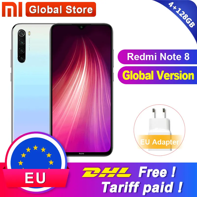 

Global Version Xiaomi Redmi Note 8 4GB 128GB Snapdragon 665 Octa Core Smartphone 6.3” 48MP Quad Rear Camera MobilePhone 4000mAh