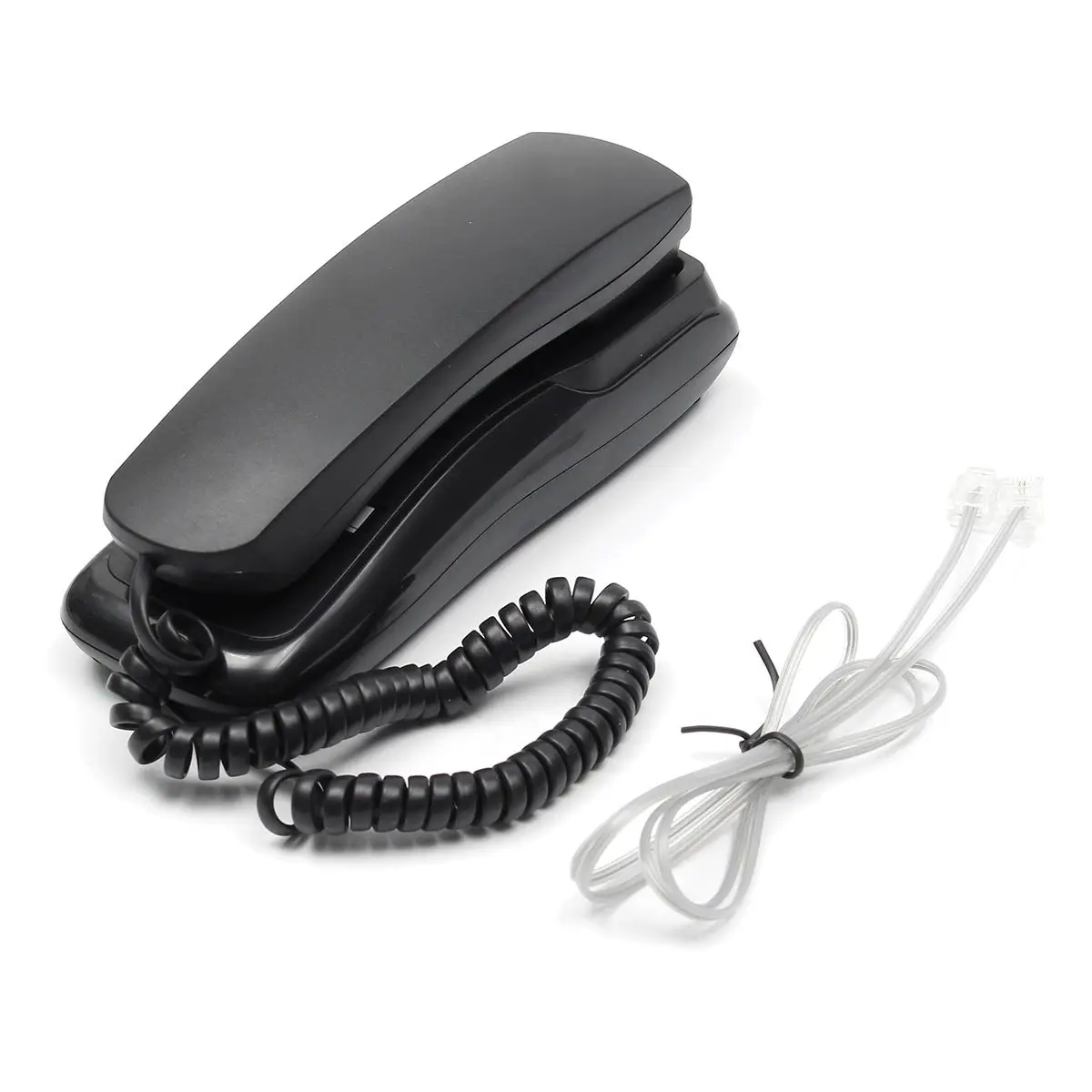 Мини настенный телефон с проводом домашний офис отель Настольный стационарный телефон белый/черный регулятор громкости DC 48V - Цвет: black