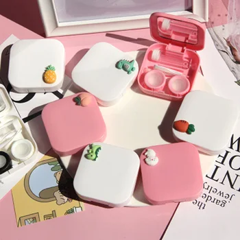 

Cute Contact Lens Case Portable Travel Glasses Lenses Box Women Girls Eyes Care Cartoon Glasses Soaking Storage Accessories