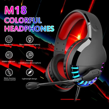 

M18 Gaming Headphones 3.5MM+USB Stereo Earphones Headset With Microphone ForLaptop/PC Tablet Gamer Headset