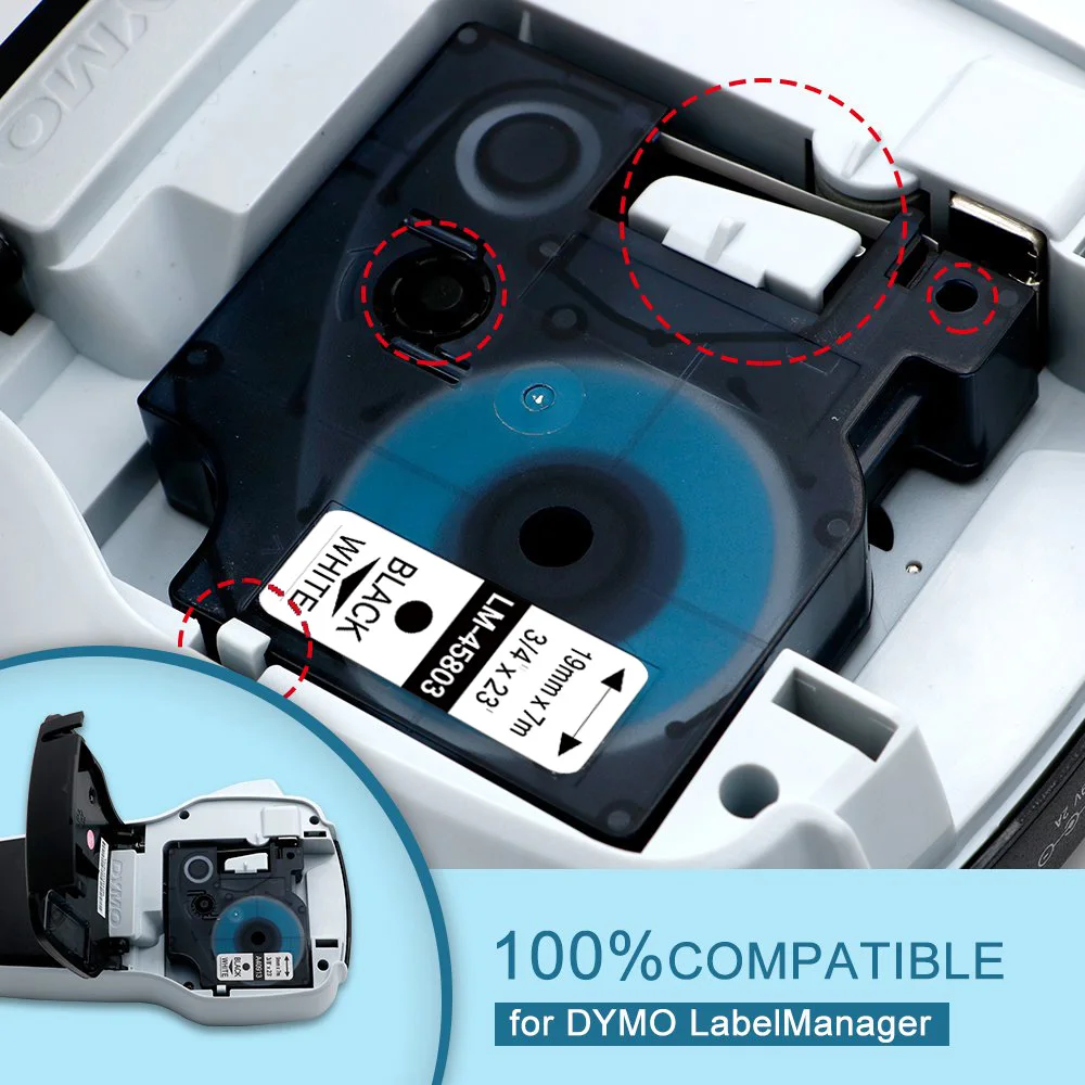 Fimax 1 шт. Dymo 45013 лента 45803 для Стандартный Dymo D1 19 мм принтер ленты лента 45800 45807 45804 45805 принтер этикеток LM160 280