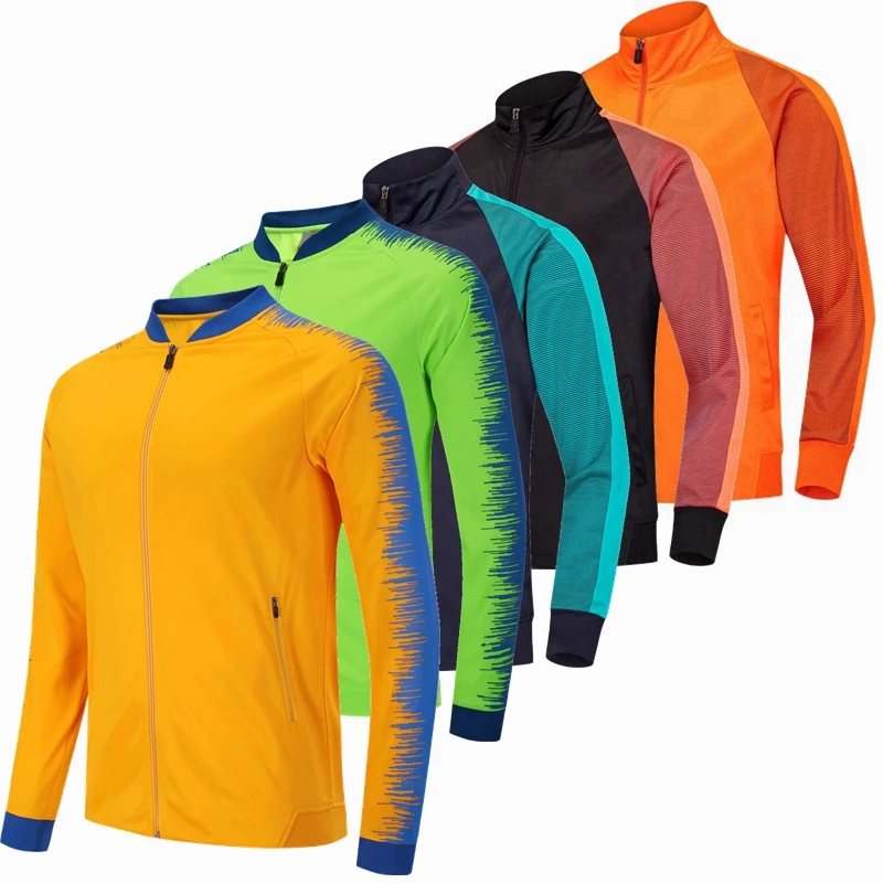 

2019 Running Jacket Men Breathable Coat Outdoor Sports Hiking Soccer Training Jersey Jacket Training Gym Football Zipper Jackets