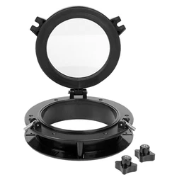 Round Circle Ship Porthole Windows Opening Port Hole - Maritime Nautical Home Decor -8 inch 220mm - Black