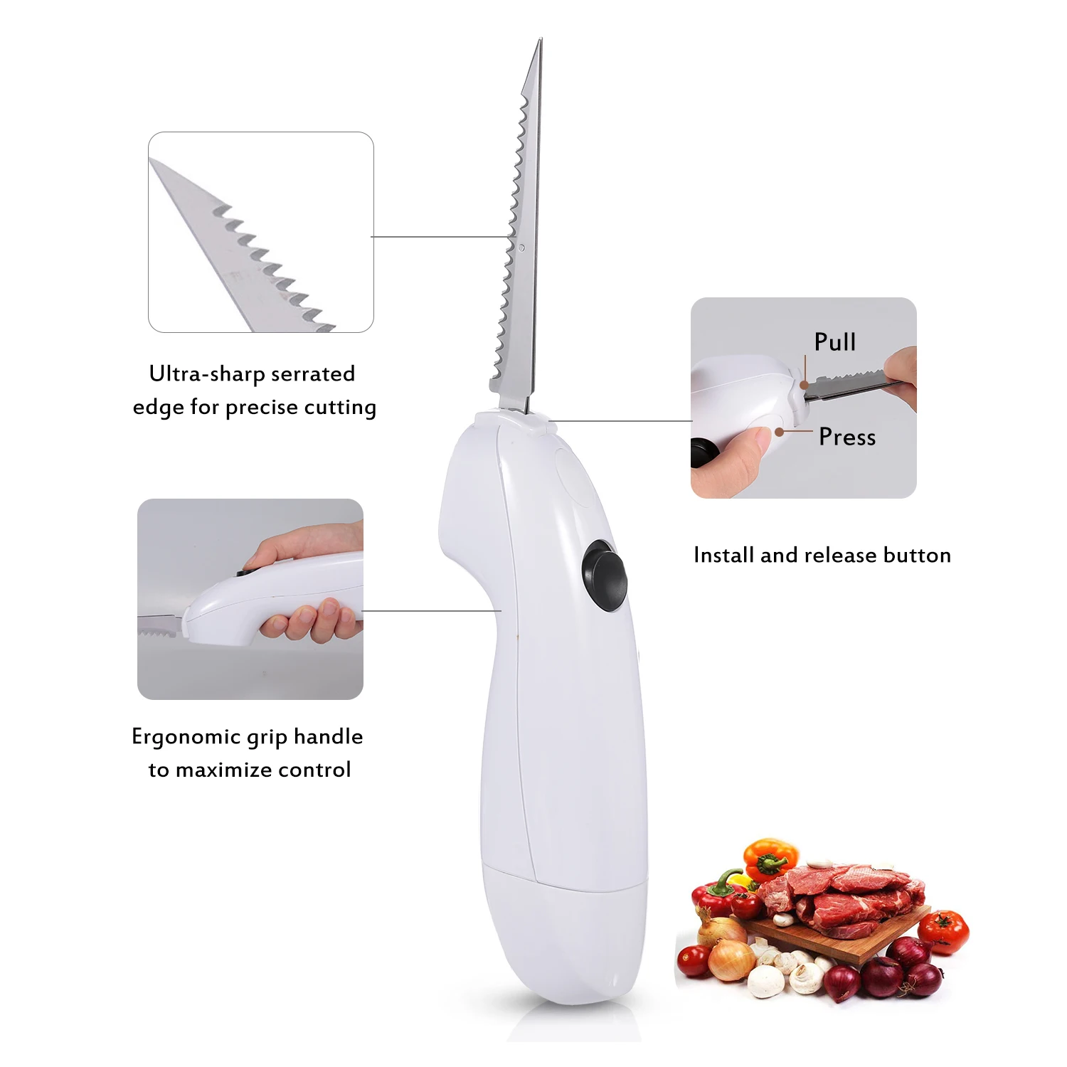 Electric Steak Knives Slice Meat Cutter Beef Steak Knife Electrical Food Cutter Kitchen Gadget Tools for Roast Turkey Ham Bread