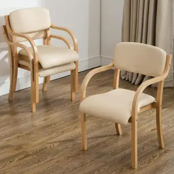 

Dining chair wooden chair home simple single chair restaurant Nordic armrest stool backrest desk chair computer stool