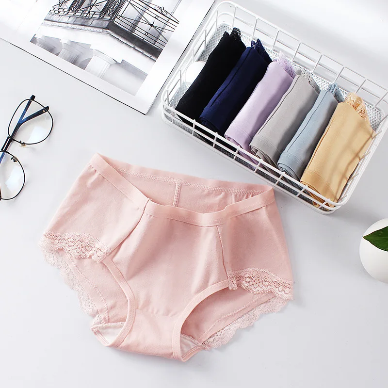 Японское хлопковое нижнее белье женские трусы кружевные трусики со средней