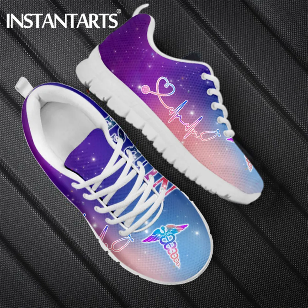 Instantarts Gradiënt Galaxy Star Space Verpleegkundige Schoenen Vrouwen  Brand Design Sneakers Air Mesh Wandelschoenen Lightwight Flats Schoen 2021  - AliExpress