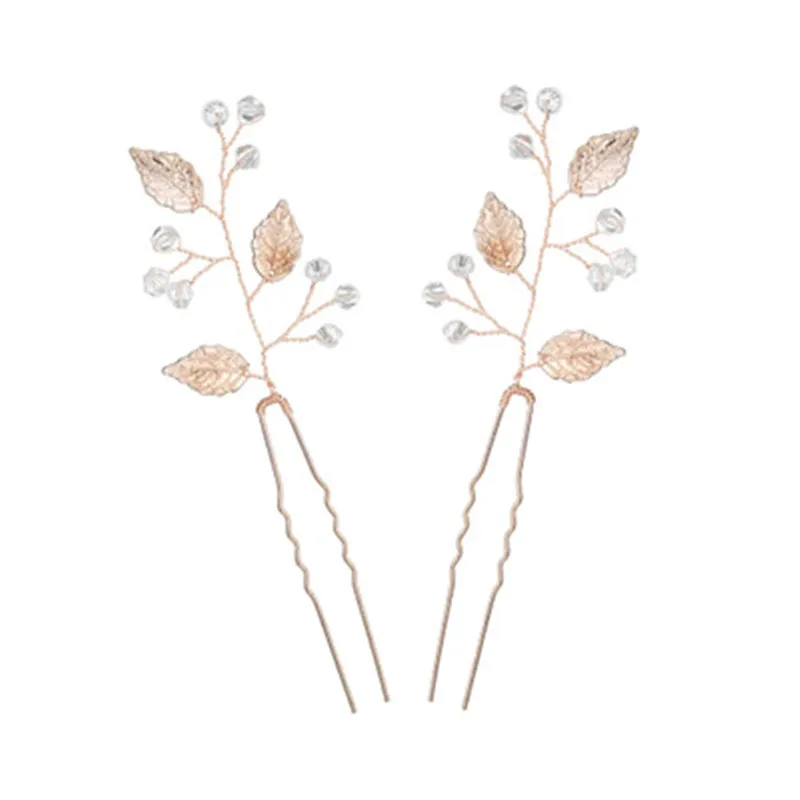 

1Pcs Simple Leaf Pearls Bride Hairpin Ornaments Women Weeding Accessories Jewelry Bridal Handmade Flower Head Comb Hairpieces