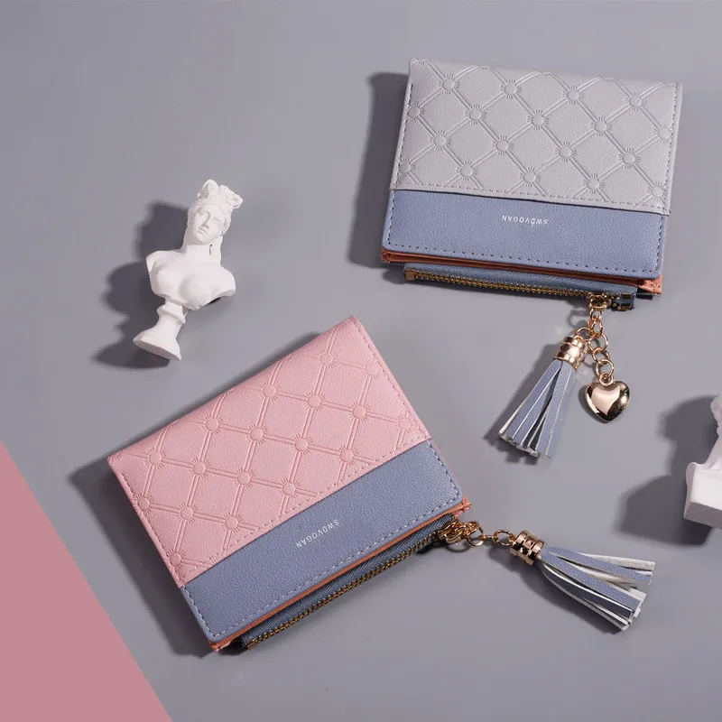 Модный женский кошелек с кисточками для кредитных карт, маленькие Роскошные брендовые кожаные короткие женские кошельки и кошельки Carteira Feminina