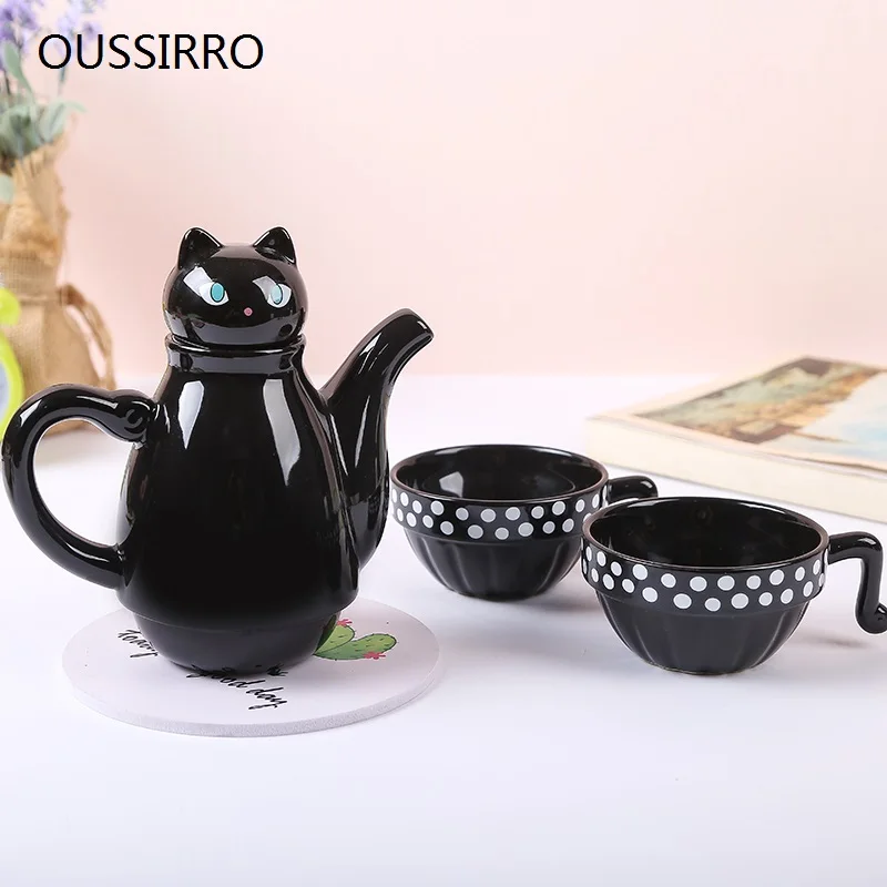 

Japan Shinzi Katoh Creative Ceramic Cute Little Cat Teaset Coffee Mug Tea Cup Water Bottle set Nice Gifts