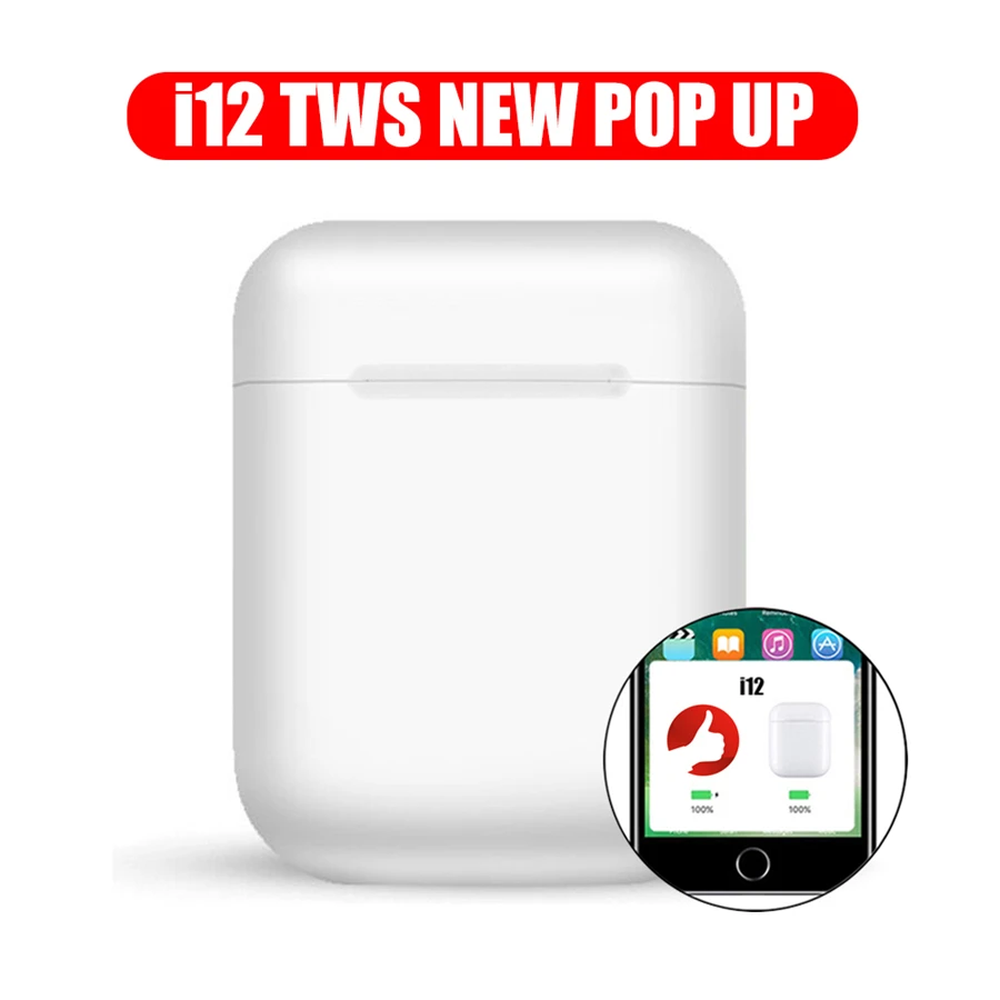 

Original i12 tws bluetooth earphones wireless touch control headset pop up earbud i12tws not w1 chip 1:1 replica tws i10 i7s