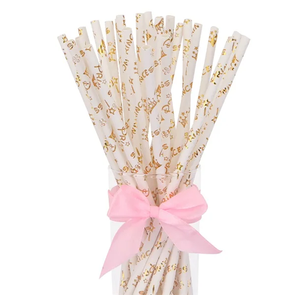 1 Набор, 125 шт/250 шт, цветные бумажные соломинки с ананасом, соломинки для питья, летний праздничный декор для напитков, декор для дня рождения - Цвет: Princess Crowns