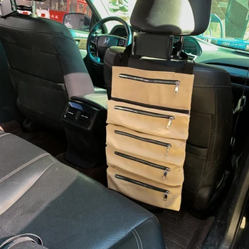 

Multifunction Car Rear Seat Hanging Tools Storage Bags Canvas Toolkit Sundries Portable Organizer Zipper Pouch Storage Bags