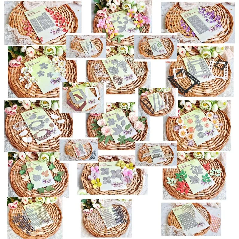 Corte de Metal muere 21 PC flores y hojas de corte plantilla papel para tarjetas de Scrapbook cuchilla para manualidades molde de cuchilla perforadora de plantillas