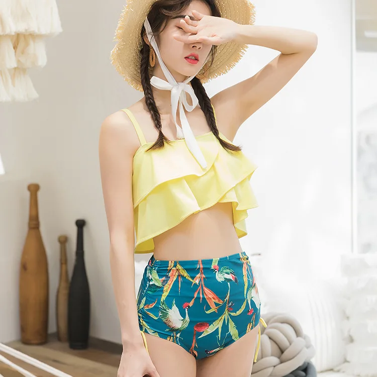 

Special Offer Two-piece Swimsuits Women's Two-Piece Bikini High-waisted Flounced Push up Sexy Belly Covering Slimming Hot Spring