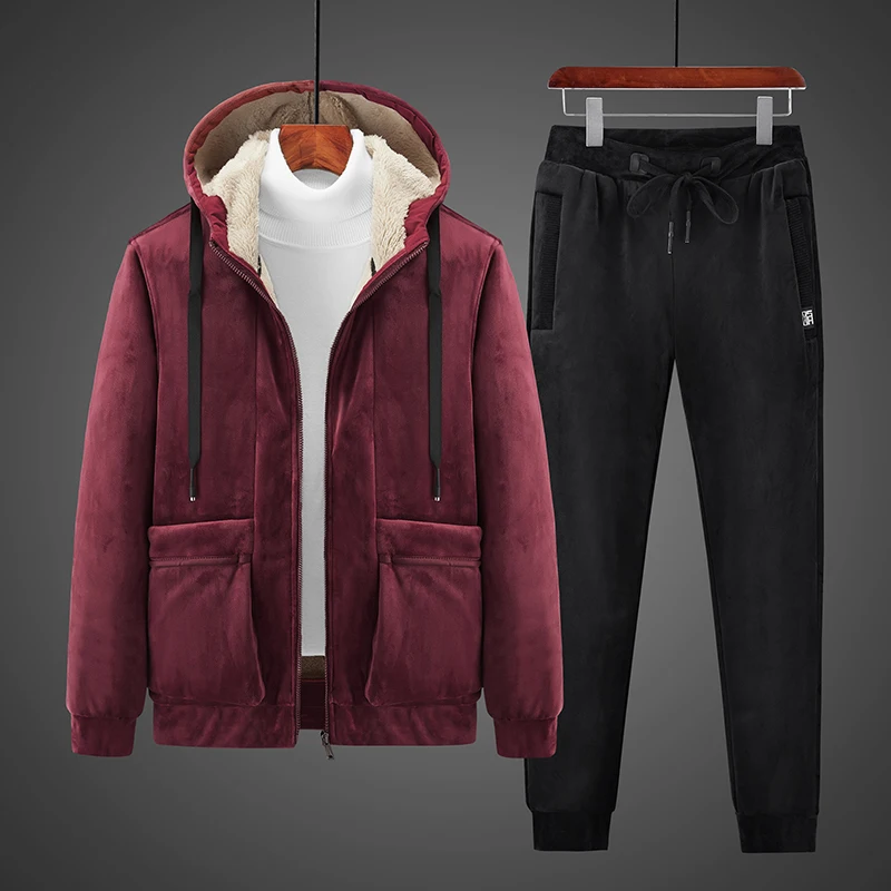 Мужской вельветовый костюм с капюшоном корейский золотистый большого размера 8Xl