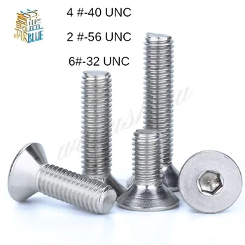 

50PCS 2#-56 4#-40 6#-32 DIN7991 UNC Stainless Steel 304 Hex Socket Flat Countersunk Head Screw