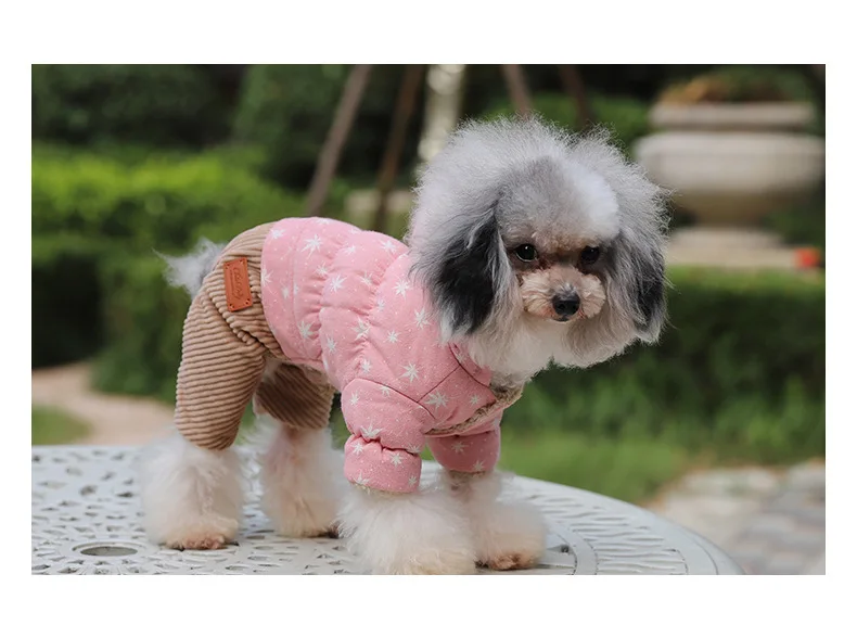 Autumn and Winter Newest Pet Dog Clothes Multi Colors Cute Thick Four-legged Clothes for Small Dog Winter Clothing for Pets - Цвет: Розовый