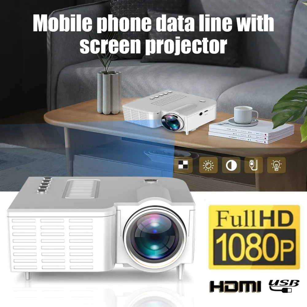 

UNIC UC28CB 1080P Portable LED Projector Cinema Theater Mini Projector USB/SD/AV Input Mini Entertainment Projector