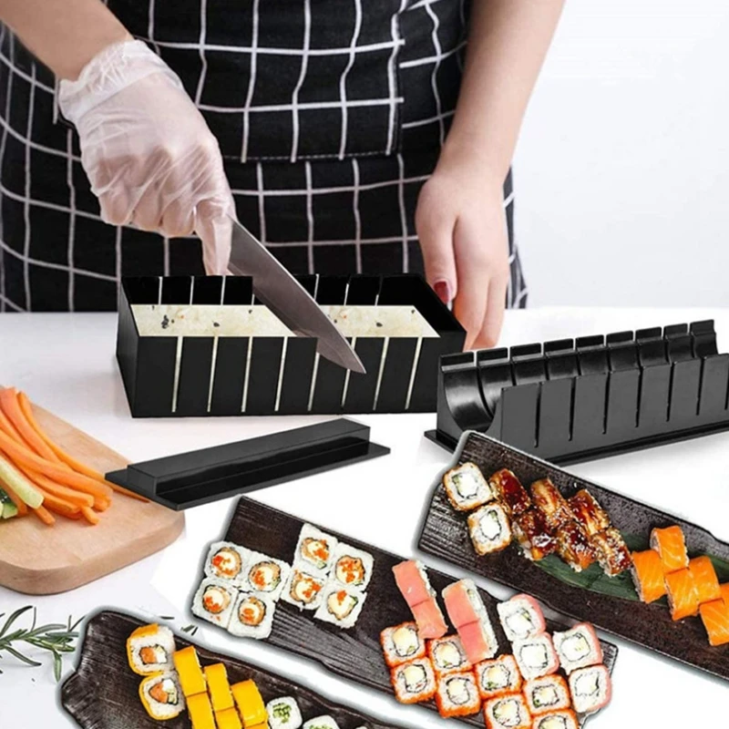 XINGHE Sushi Maker kit 10pcs 4 Formas únicas de Kit para Hacer Sushi Molde Inicio Hacer Sushi Kit Sushi kit del fabricante Fácil y divertido DIY Set de Sushi Roll arroz rollo molde 