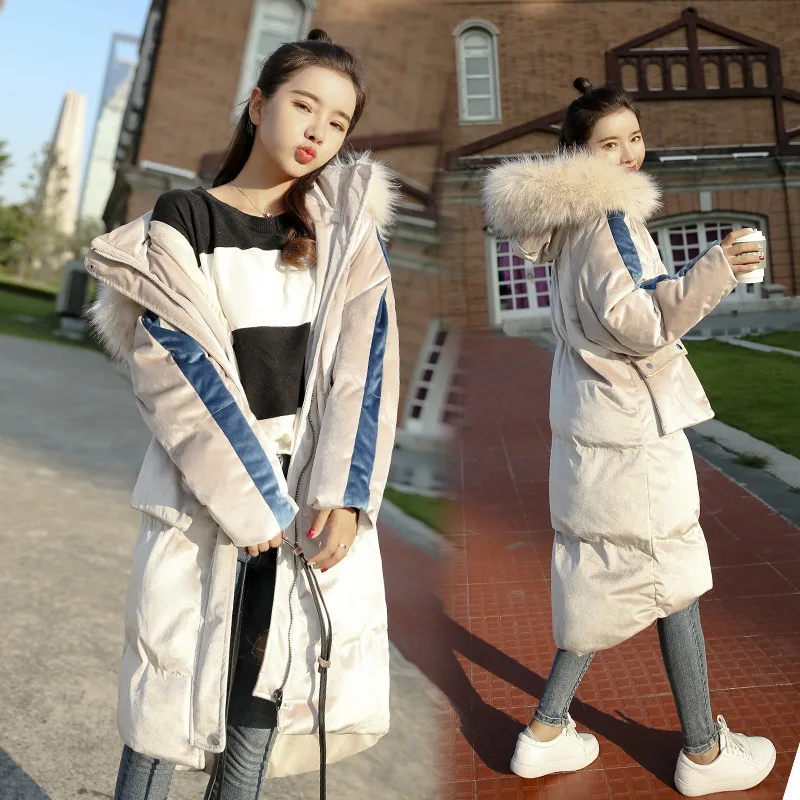 

Mid-length Thick Gold Velvet Cotton-padded Jacket Women's 2018 New Style Korean-style Students Winter Hot Selling over-the-Knee