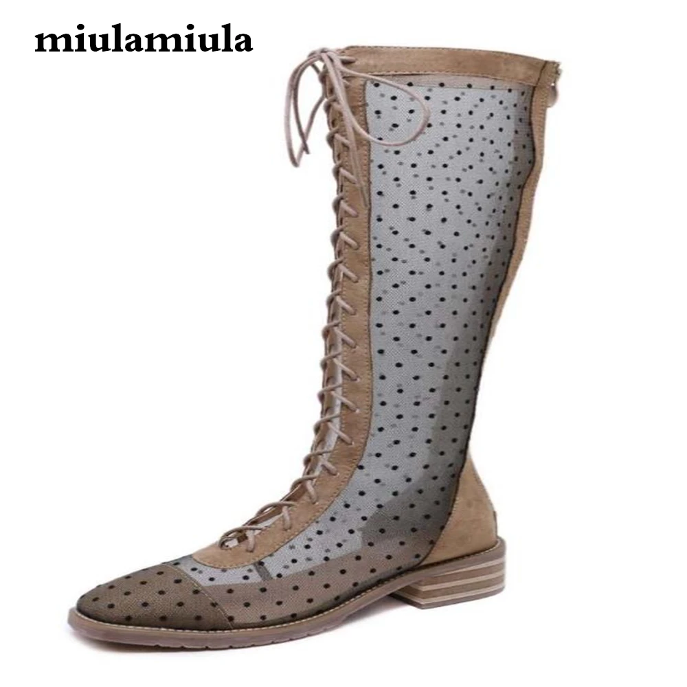 

Miulamiula Women Sandals High Heels Long Boots Cross Strap Zipper Wearing Method Cute Sweetheart Solid Wood heel Woman Shoes