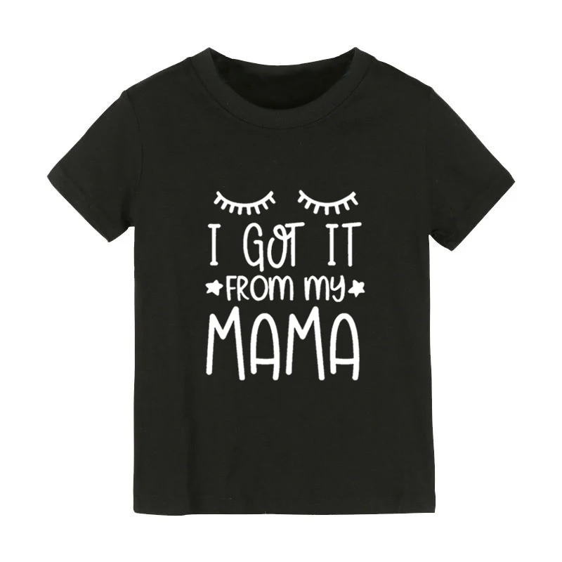 Детская футболка с принтом ресниц «I Got It My Mama» рубашка для мальчиков и девочек детская одежда для малышей забавные уличные футболки, CZ-156