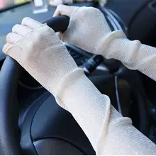 Стиль солнцестойкие манжеты женские летние Tencel длинные УФ-защита для вождения на открытом воздухе рука Guard марлевые манжеты