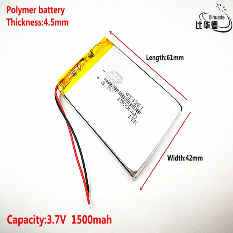 Хорошего качества 3,7 V, 1500 mAH, 454261 полимерный литий-ионный/литий-ионный аккумулятор для игрушки, POWER BANK, gps, mp3, mp4